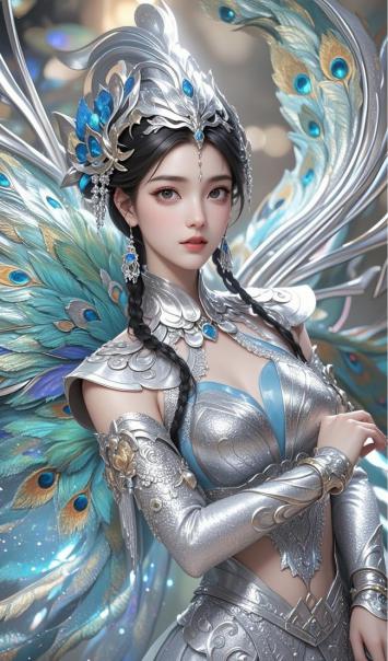 仙侠银甲孔雀女，梦幻羽翼耀神光