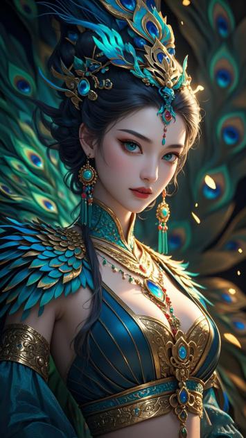 孔雀仙子华丽写真：新国潮奇幻风