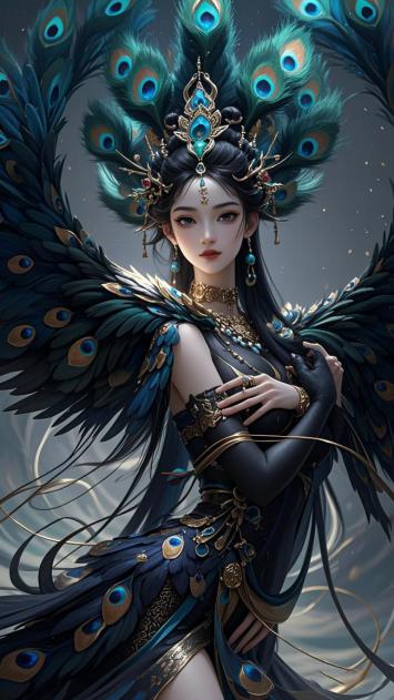 孔雀仙子华丽写真插画