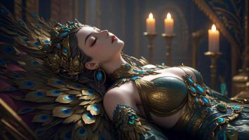 孔雀女神静卧烛影宫阙间