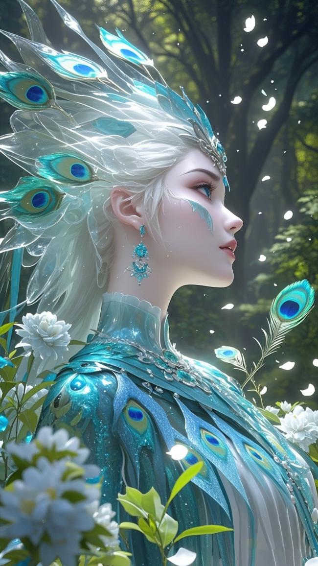 孔雀仙子森林侧影写真