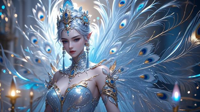 冰蓝孔雀仙子·仙侠玄幻风角色图