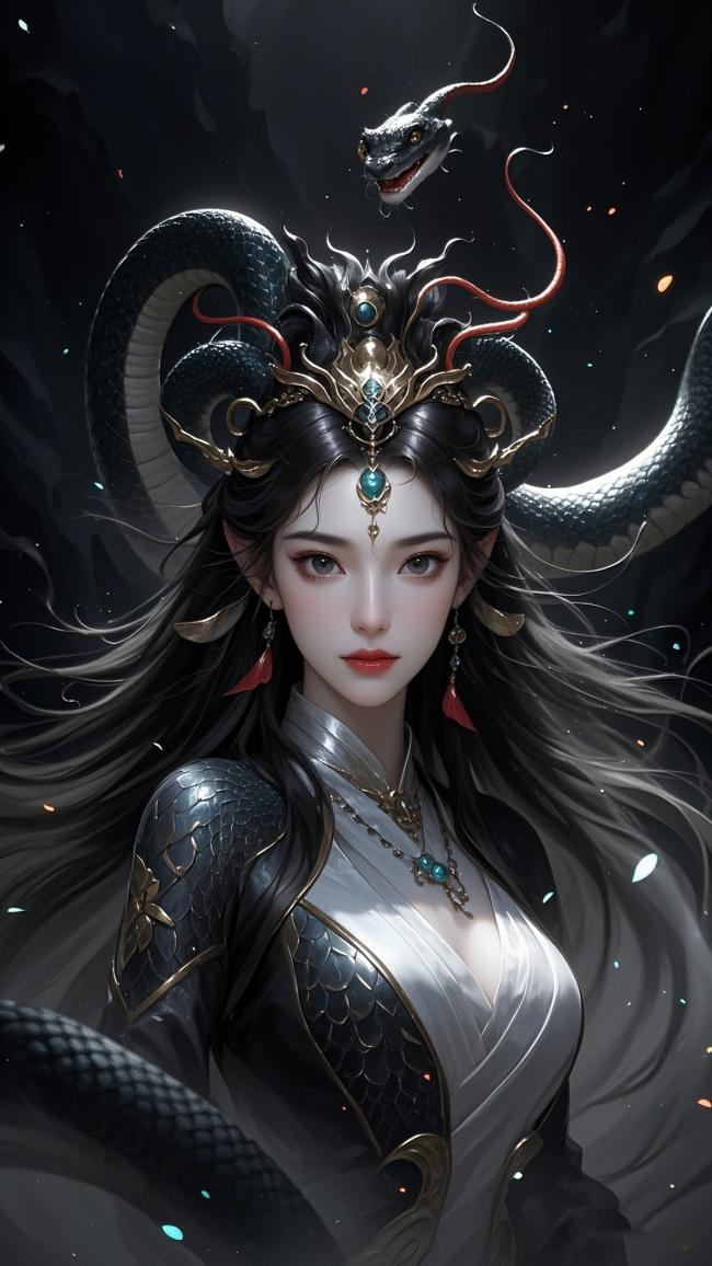 蛇冠仙姬：暗夜玄幻女神像
