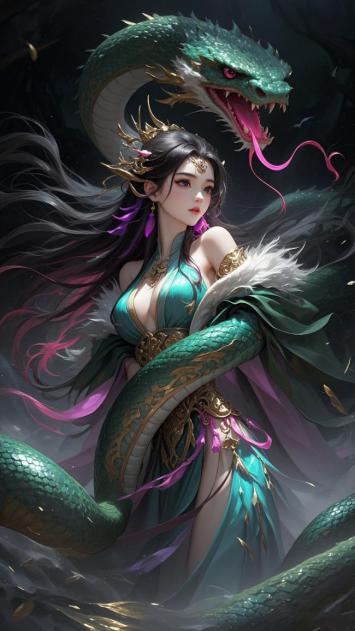 青龙缠身仙女图：玄幻仙侠风格巅峰之作