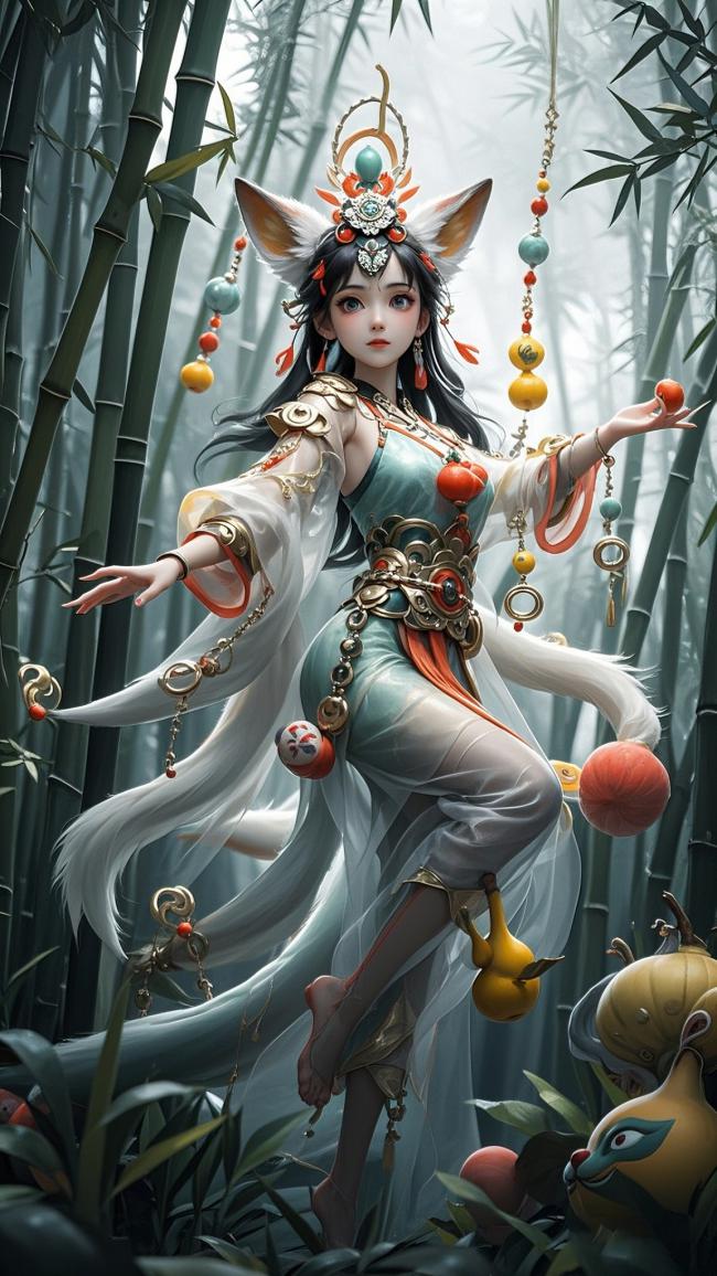 竹林仙狐少女3D写真图