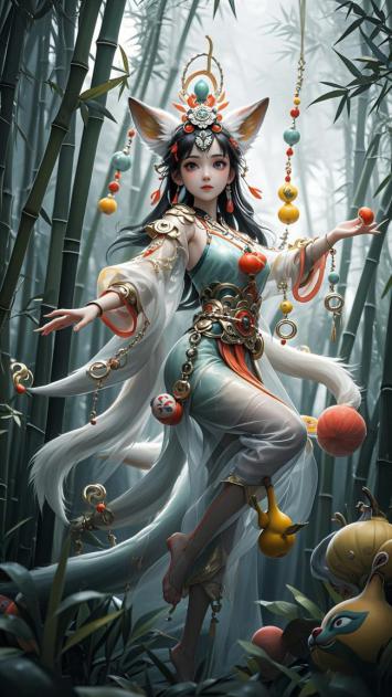 竹林仙狐少女3D写真图