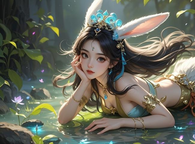 仙侠兔耳少女水畔写真