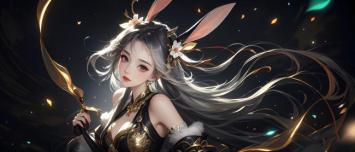 兔耳少女战甲幻想插画