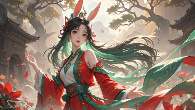 古风仙侠少女水墨动漫插画