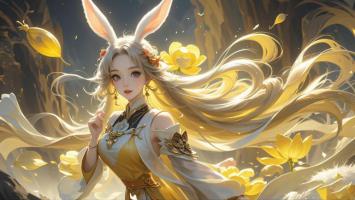兔耳仙子漫舞金莲，新国潮水墨幻想风