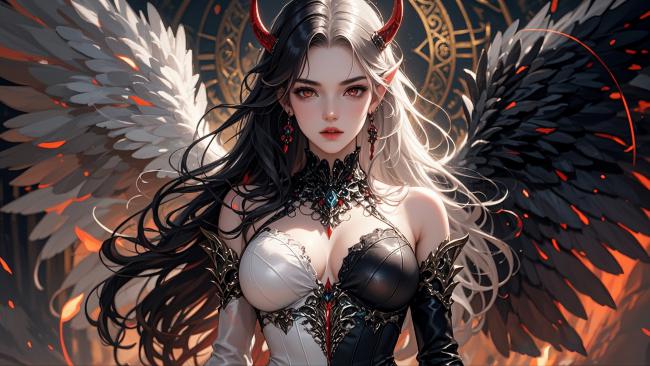 黑翼恶魔天使少女写真图