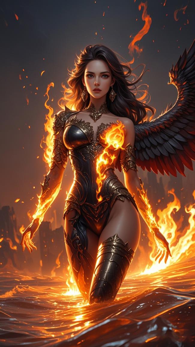 火焰天使踏熔岩之战神图