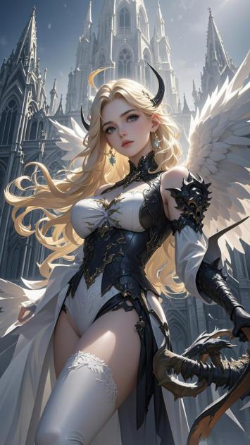 圣暗天使战士：哥特教堂前的羽翼女武神