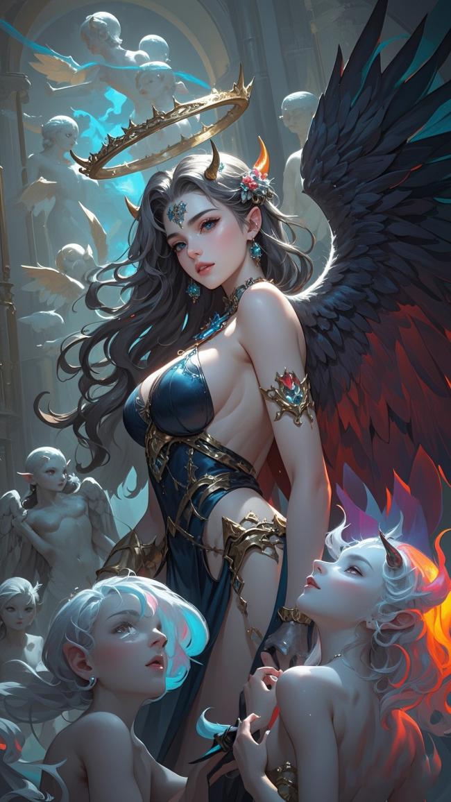 黑翼天使圣域对决：神圣与堕落的视觉交锋