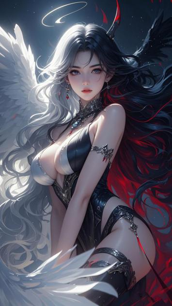 暗黑天使双翼对决插画