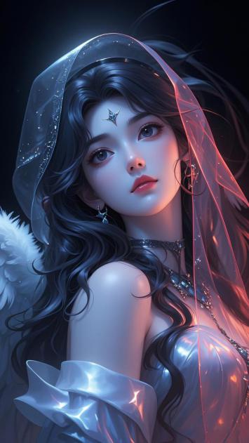 仙侠少女银纱羽翼插画