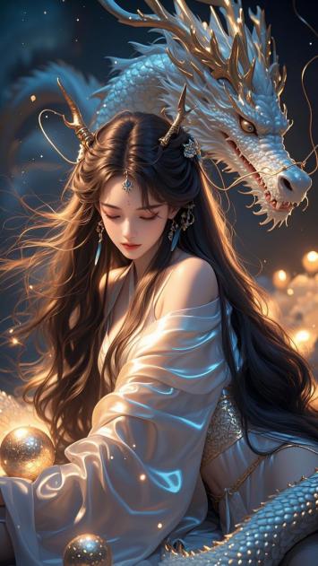 白龙伴仙子·仙侠玄幻插画