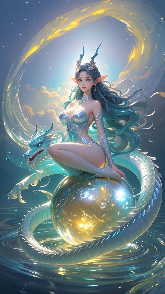 仙侠女神乘龙御光，玄幻世界巅峰视觉