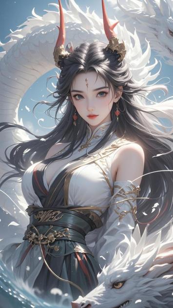 仙侠白龙女·写实神话风插画