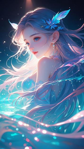 蓝发仙子浮光掠影，赛璐璐风仙侠插画