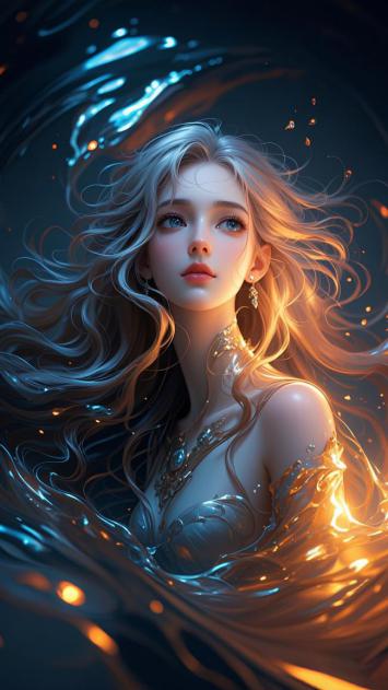 水下精灵少女写实插画