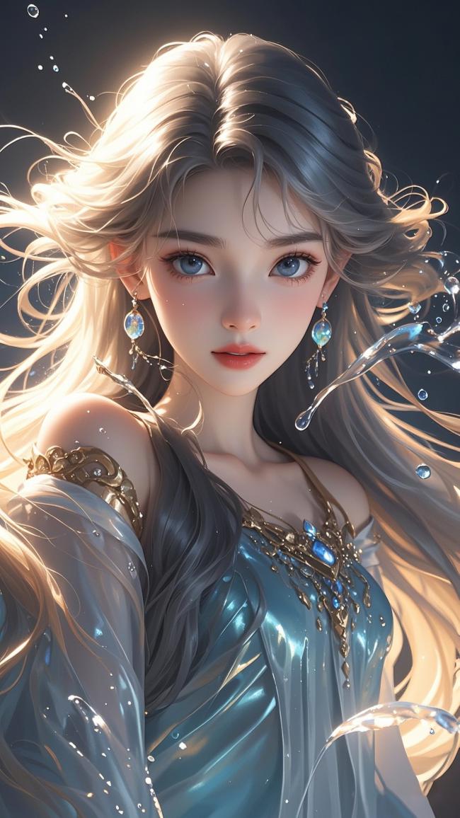 水下仙灵少女写真｜银发蓝眸梦幻光影