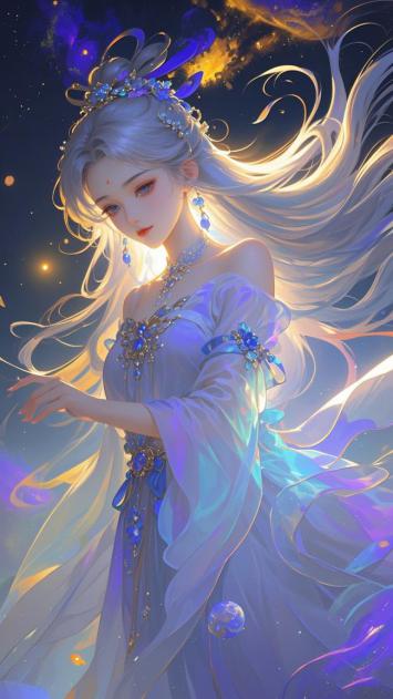 银发仙子星海飞舞，玄幻古风唯美写真