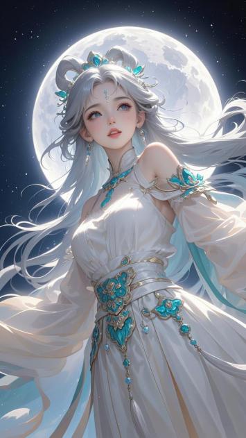 月下仙子银发华服写真