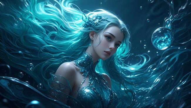 水下精灵少女写真：蓝海光影中的梦幻美人