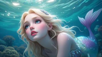 水下美人鱼梦幻肖像图