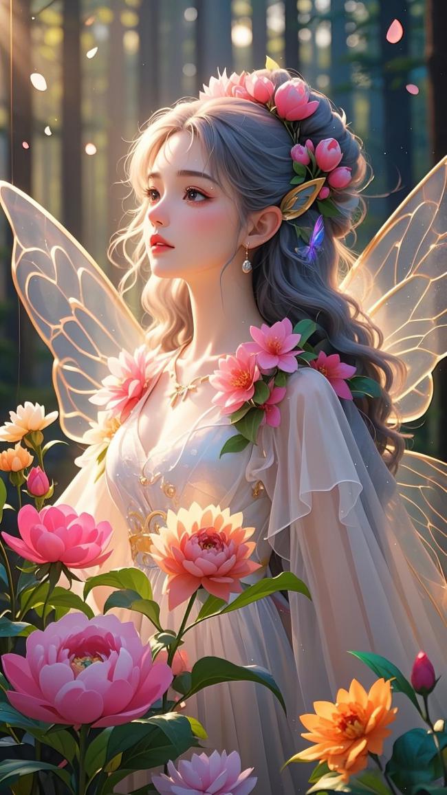 精灵少女森林幻境写实插画