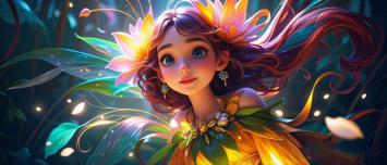 花冠少女森林幻境3D渲染图