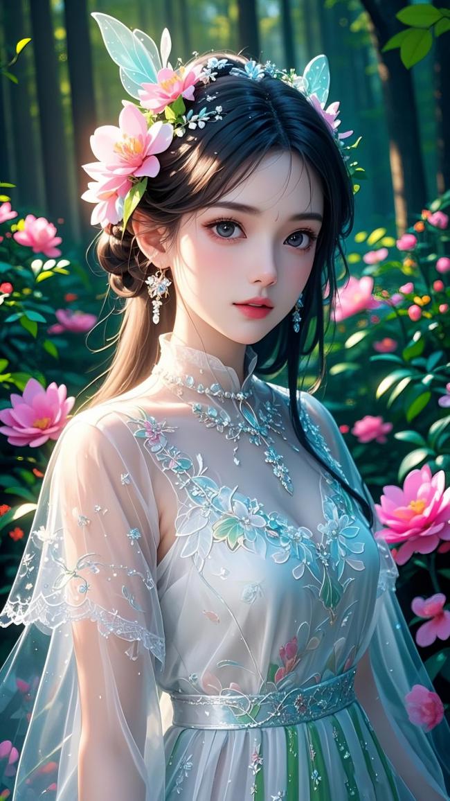 林间花冠少女汉服写真