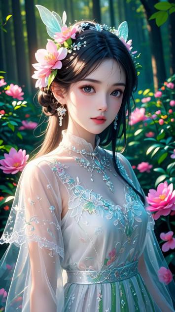 林间花冠少女汉服写真