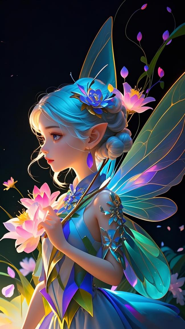 蓝羽精灵持莲夜语