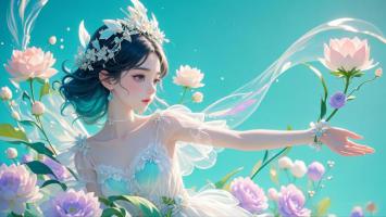 仙侠少女花海飞舞插画