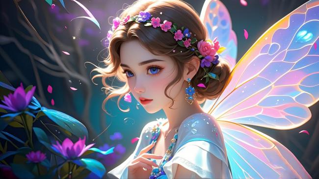 梦幻精灵少女3D渲染插画