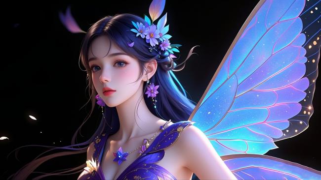 紫翼仙子梦幻写真，光影流转如梦似幻