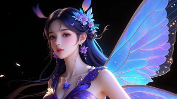 紫翼仙子梦幻写真，光影流转如梦似幻