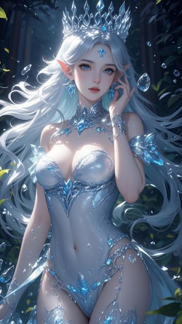 冰霜精灵女王：银发水晶战甲幻境