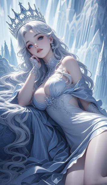 冰霜女王写实肖像图，冷艳华贵如梦境