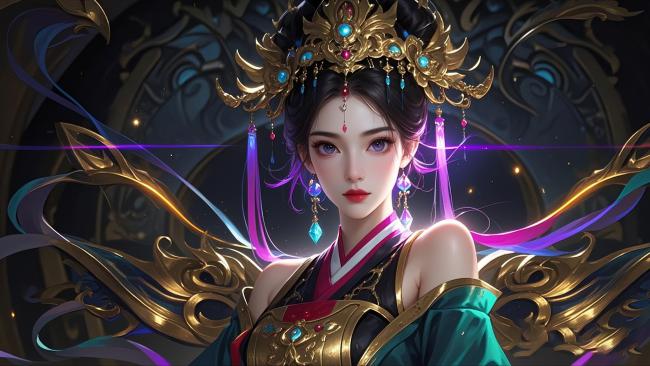 仙侠女神华服霓虹光效图