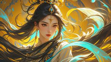 仙侠女神水墨动漫风插画