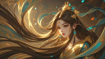 仙侠女神水墨动漫风插画