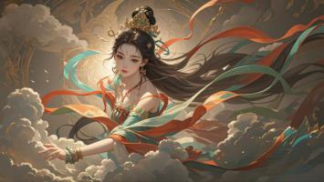 云中仙子水墨动漫风插画