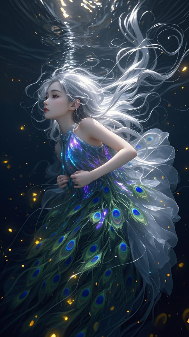 水下孔雀仙子梦幻写真