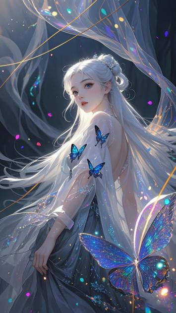 银发蝶舞仙子图