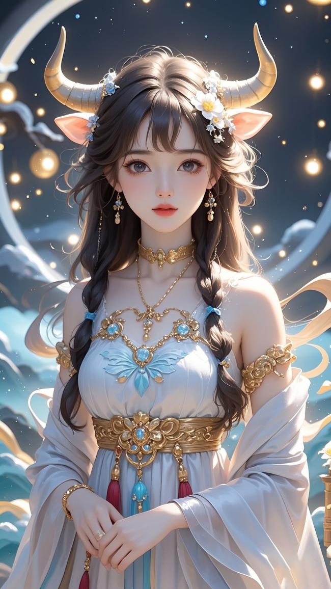 仙侠少女牛角花冠梦幻写真