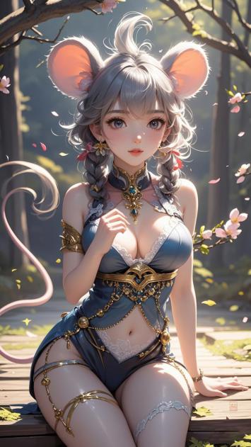鼠耳少女动漫立绘插画