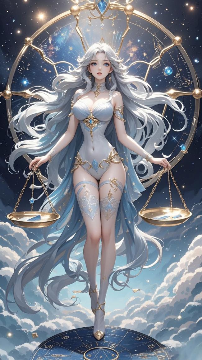天秤座女神星穹立像插画